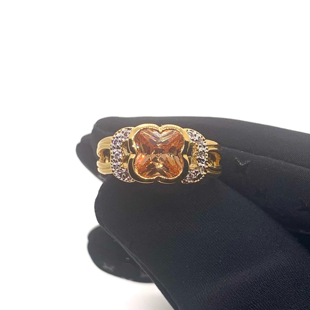 14KT Gold Plated Simulated Citrine Ring